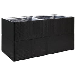 vidaXL Garden Planter Outdoor Planter Flower Patio Pot Plant Box Poly Rattan - black, 157 x 80 x 80 cm
