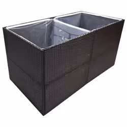 vidaXL Garden Planter Outdoor Planter Flower Patio Pot Plant Box Poly Rattan - black, 157 x 80 x 80 cm