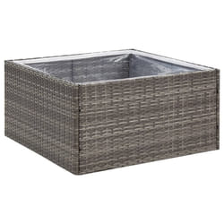 vidaXL Garden Planter Outdoor Planter Flower Patio Pot Plant Box Poly Rattan - grey, 80 x 80 x 40 cm