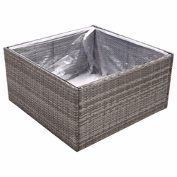 vidaXL Garden Planter Outdoor Planter Flower Patio Pot Plant Box Poly Rattan - grey, 80 x 80 x 40 cm