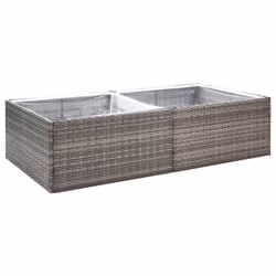 vidaXL Garden Planter Outdoor Planter Flower Patio Pot Plant Box Poly Rattan - grey, 157 x 80 x 40 cm