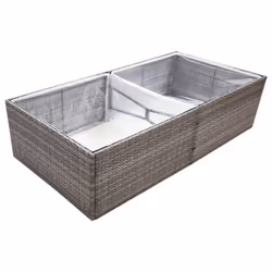 vidaXL Garden Planter Outdoor Planter Flower Patio Pot Plant Box Poly Rattan - grey, 157 x 80 x 40 cm