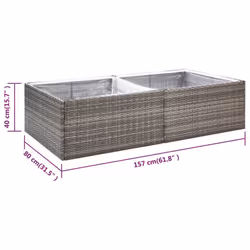 vidaXL Garden Planter Outdoor Planter Flower Patio Pot Plant Box Poly Rattan - grey, 157 x 80 x 40 cm