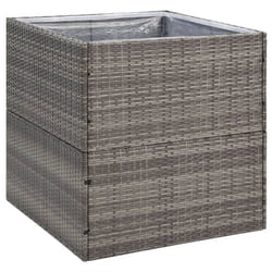 vidaXL Garden Planter Outdoor Planter Flower Patio Pot Plant Box Poly Rattan - grey, 80 x 80 x 80 cm