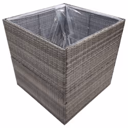 vidaXL Garden Planter Outdoor Planter Flower Patio Pot Plant Box Poly Rattan - grey, 80 x 80 x 80 cm - Additional view 2