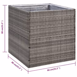 vidaXL Garden Planter Outdoor Planter Flower Patio Pot Plant Box Poly Rattan - grey, 80 x 80 x 80 cm - Additional view 5