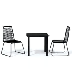 vidaXL Garden Dining Set 3 Piece Black Outdoor Patio Table Chair Furniture