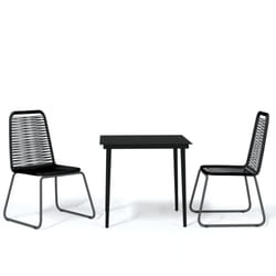 vidaXL Garden Dining Set 3 Piece Black Outdoor Patio Table Chair Furniture