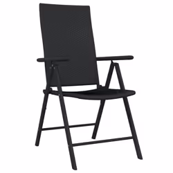 vidaXL Patio Dining Set - 3 Piece Black Outdoor Table and Reclining PE Rattan Chairs - Additional view 3