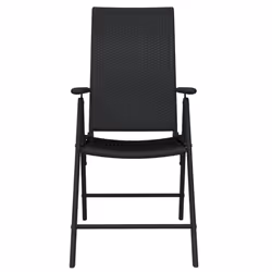 vidaXL Patio Dining Set - 3 Piece Black Outdoor Table and Reclining PE Rattan Chairs - Additional view 4