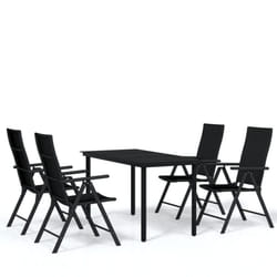 vidaXL Garden Dining Set 5 Piece Black Outdoor Patio Table Chair Furniture