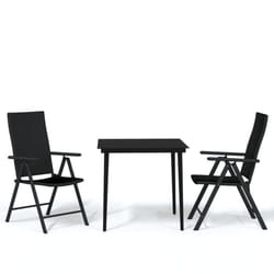 vidaXL Patio Dining Set 3 Piece Black Garden Outdoor Table and Chair Furniture