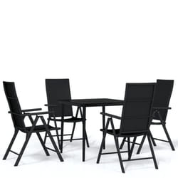 vidaXL Garden Dining Set 5 Piece Black Outdoor Patio Table Chair Furniture