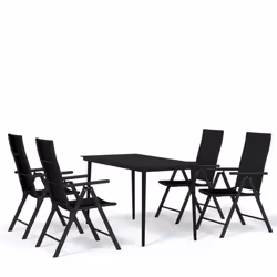 vidaXL Garden Dining Set 5 Piece Black Outdoor Patio Table Chair Furniture