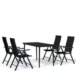 vidaXL Garden Dining Set 5 Piece Black Outdoor Patio Table Chair Furniture