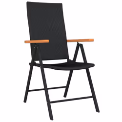 vidaXL 3-Piece Patio Dining Set in Black - Outdoor Garden Furniture with Powder-Coated Steel Table and PE Rattan Chairs - Adjustable Reclining Setting