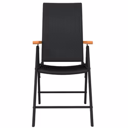 vidaXL 3-Piece Patio Dining Set in Black - Outdoor Garden Furniture with Powder-Coated Steel Table and PE Rattan Chairs - Adjustable Reclining Setting - Additional view 4