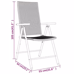 vidaXL Garden Dining Set 5 Piece Black Patio Outdoor Table and Chair Furniture - Additional view 7