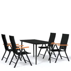vidaXL Garden Dining Set 5 Piece Black Patio Outdoor Table and Chair Furniture