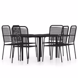 vidaXL Garden Dining Set 7 Piece Black Patio Outdoor Table and Chair Furniture