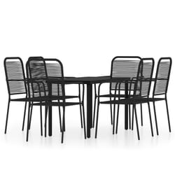 vidaXL Garden Dining Set 7 Piece Black Patio Outdoor Table and Chair Furniture