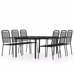 vidaXL Garden Dining Set 7 Piece Black Patio Outdoor Table and Chair Furniture