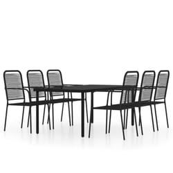 vidaXL Garden Dining Set 7 Piece Black Patio Outdoor Table and Chair Furniture
