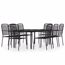 vidaXL Garden Dining Set 9 Piece Black Patio Outdoor Table and Chair Furniture