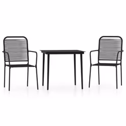 vidaXL Garden Dining Set 3 Piece Black Patio Outdoor Table and Chair Furniture