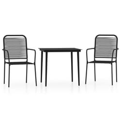 vidaXL Garden Dining Set 3 Piece Black Patio Outdoor Table and Chair Furniture
