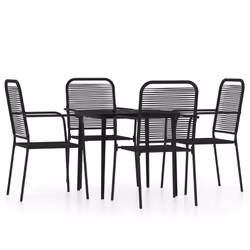 vidaXL Garden Dining Set 5 Piece Black Patio Outdoor Table and Chair Furniture