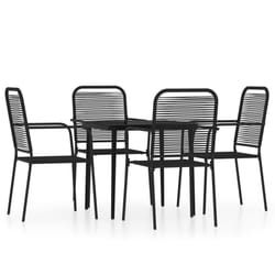 vidaXL Garden Dining Set 5 Piece Black Patio Outdoor Table and Chair Furniture