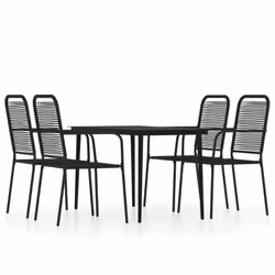 vidaXL Garden Dining Set 5 Piece Black Patio Outdoor Table and Chair Furniture