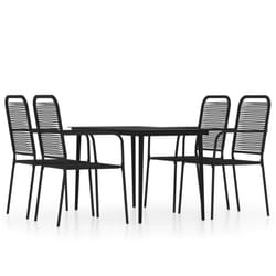 vidaXL Garden Dining Set 5 Piece Black Patio Outdoor Table and Chair Furniture