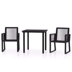 vidaXL Garden Dining Set 3 Piece Black Patio Outdoor Table and Chair Furniture