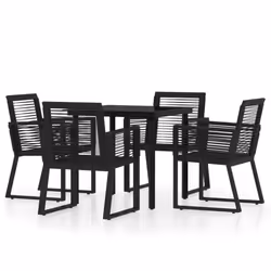 vidaXL Garden Dining Set 5 Piece Black Patio Outdoor Table and Chair Furniture