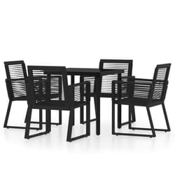 vidaXL Garden Dining Set 5 Piece Black Patio Outdoor Table and Chair Furniture