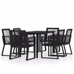 vidaXL Garden Dining Set 7 Piece Black Patio Outdoor Table and Chair Furniture