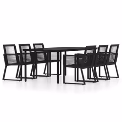 vidaXL Garden Dining Set 7 Piece Black Patio Outdoor Table and Chair Furniture