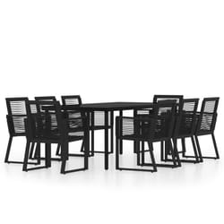 vidaXL Garden Dining Set 9 Piece Black Patio Outdoor Table and Chair Furniture
