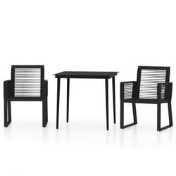 vidaXL Garden Dining Set 3 Piece Black Patio Outdoor Table and Chair Furniture