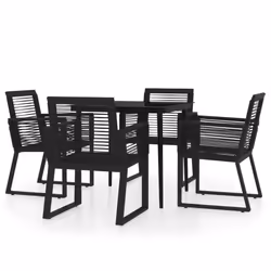vidaXL Garden Dining Set 5 Piece Black Patio Outdoor Table and Chair Furniture