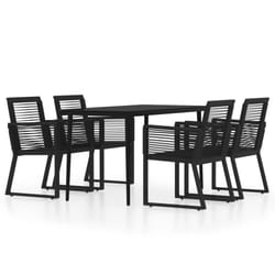 vidaXL Garden Dining Set 5 Piece Black Patio Outdoor Table and Chair Furniture