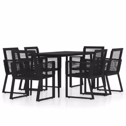 vidaXL Garden Dining Set 7 Piece Black Patio Outdoor Table and Chair Furniture