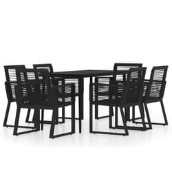 vidaXL Garden Dining Set 7 Piece Black Patio Outdoor Table and Chair Furniture