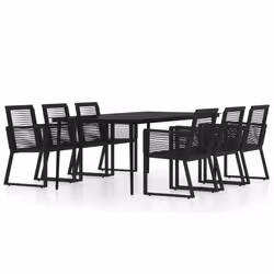 vidaXL Garden Dining Set 7 Piece Black Patio Outdoor Table and Chair Furniture