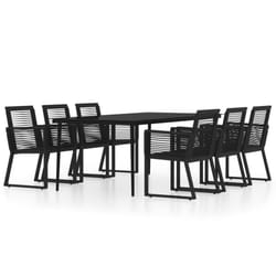 vidaXL Garden Dining Set 7 Piece Black Patio Outdoor Table and Chair Furniture