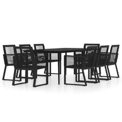 vidaXL Garden Dining Set 9 Piece Black Patio Outdoor Table and Chair Furniture