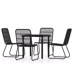 vidaXL Garden Dining Set 5 Piece Black Patio Outdoor Table and Chair Furniture