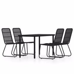 vidaXL Garden Dining Set 5 Piece Black Patio Outdoor Table and Chair Furniture